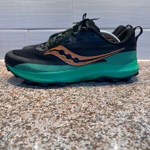 Saucony Black & Teal Trail Running Shoe with Copper Accent
